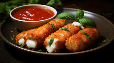 Baked Mozzarella Sticks with Marinara Sauce