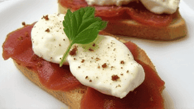 Bruschetta with Creamy Burrata and Prosciutto