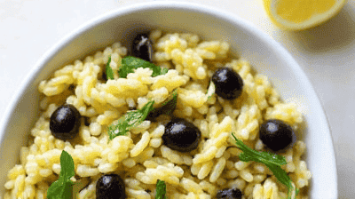 Greek Orzo Pasta Salad with Kalamata Olives Cucumber  LemonDill Dressing