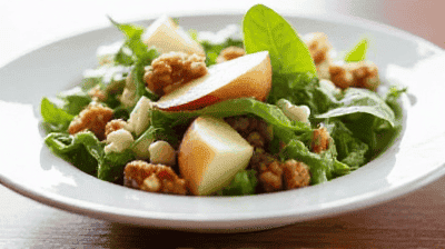 Harvest Apple Salad with Candied Walnuts Goat Cheese  Apple Cider Vinaigrette