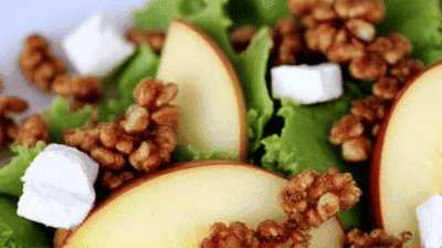 Harvest Apple Salad with Candied Walnuts Goat Cheese  Apple Cider Vinaigrette