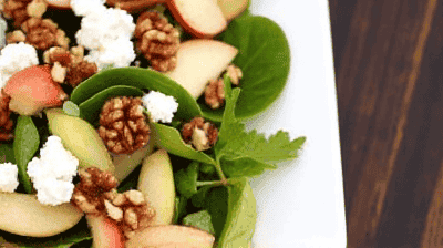 Harvest Apple Salad with Candied Walnuts Goat Cheese  Apple Cider Vinaigrette