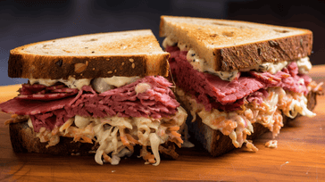 Reuben Sandwich with Corned Beef, Sauerkraut, and Russian Dressing