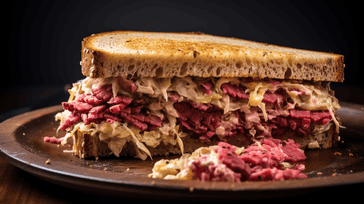 Reuben Sandwich with Corned Beef, Sauerkraut, and Russian Dressing