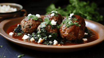 Spinach and Feta Stuffed Lamb Meatballs